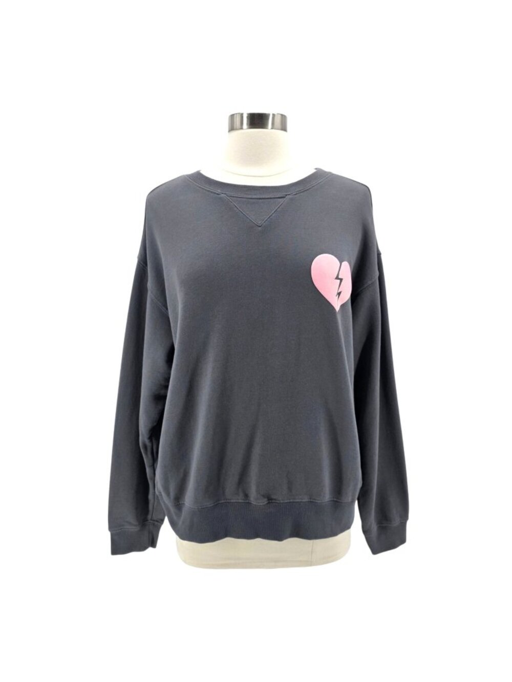 Wildfox Womens Medium Sweatshirt I Wish It Was Saturday Relaxed Fit Heart Gray